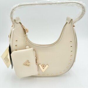 Valentino Orlandi Ivory Shoulder Bag with Gold Details